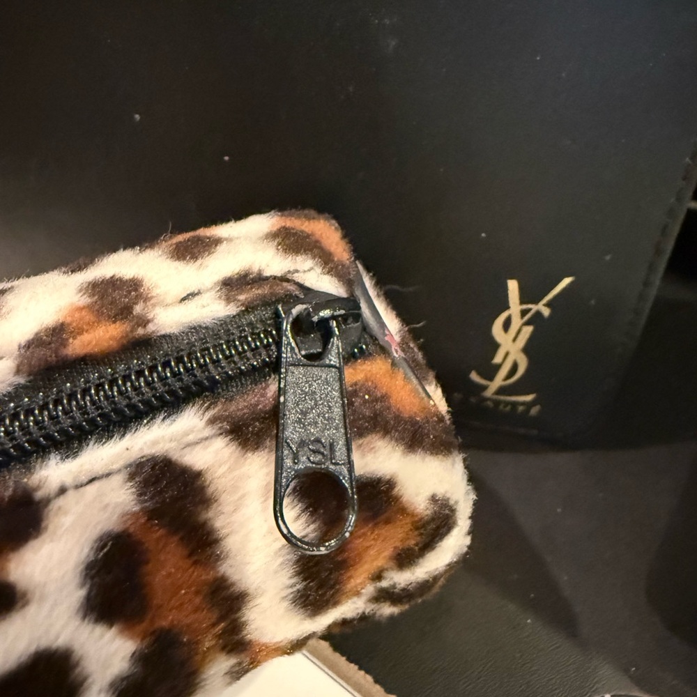 Yves Saint Laurent Black Beauty Pouch w/ YSL Leopard Case 8”x6.5”x2” 8”x2”x2.5” - Picture 3 of 16